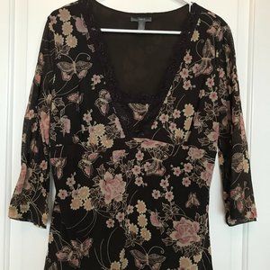 Women's Floral Butterfly Lace Bohemian Top XL